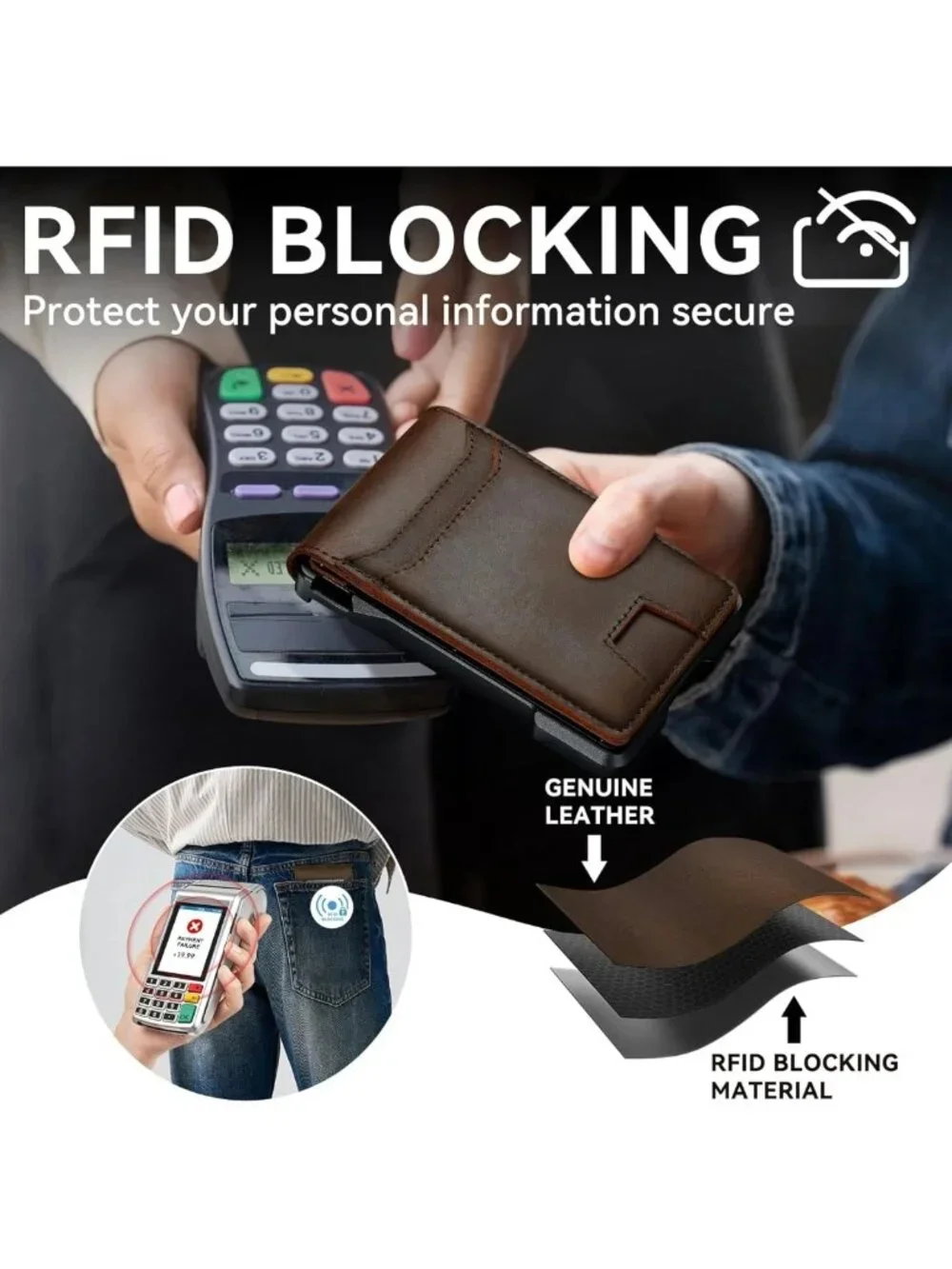 Slim RFID Leather Wallet for Men | Minimalist Front Pocket Card Holder & Money